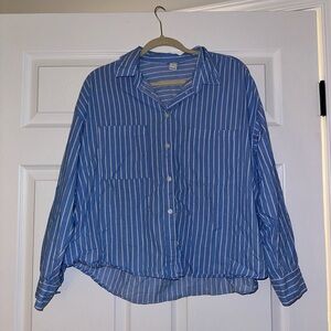 Old Navy Blue and White Striped Shirt